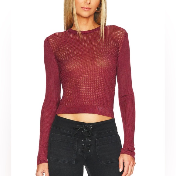 NWT Free People H2O Pullover Crew Raw Garnet Large - Picture 1 of 3